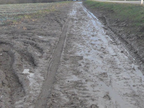 Scjlamm auf dem Wirtschaftsweg